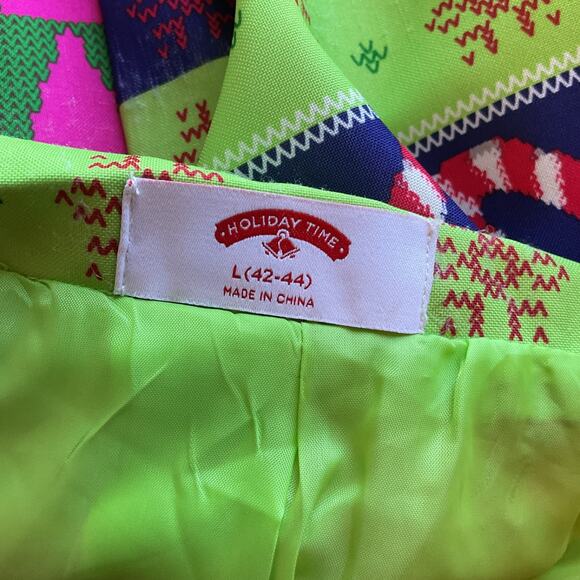 Holiday Time Men's Christmas Santa & Reindeer Blazer L (42-44) - Picture 4 of 8